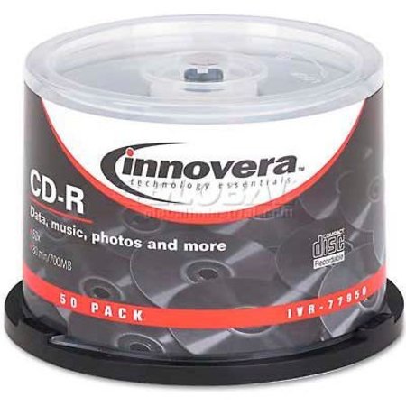 INNOVERA Innovera 77950 CD-R Discs, 700MB/80min, 52x, Spindle, Silver, 50/Pack 77950